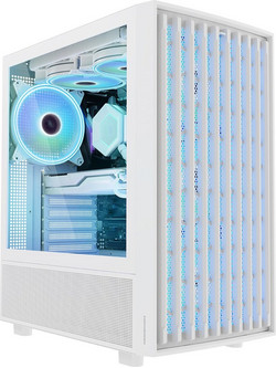 Modecom Breeze White Gaming Midi Tower Κουτί Υπολογιστή RGB με Πλαϊνό Παράθυρο