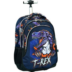 Back Me UP T-Rex Σχολική Τσάντα Τρόλεϊ Δημοτικού Μπλε 357-20074