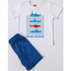 Joyce Παιδικό Σετ για Αγόρι Καλοκαιρινό Λευκό Royal Blue 211311