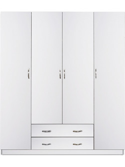 HomeMarkt Τετράφυλλη Ντουλάπα Ρούχων Azalea Λευκή 200x55.5x180cm HM353.05