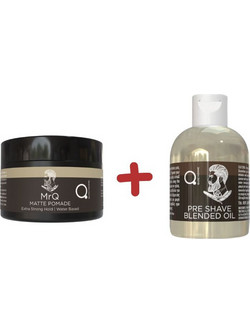 Qure MrQ Matte Pomade Extra Strong Hold 100ml + MrQ Pre Shave Λάδι για Γένια 30ml