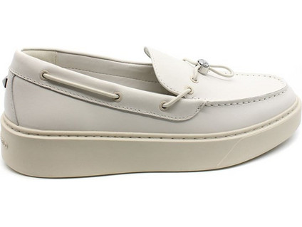 Karl Lagerfeld Ανδρικά Μοκασίνια Loafers Δερμάτινα Λευκά KL53314