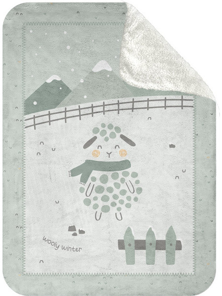 KikkaBoo Sleepy Sheep Κουβέρτα Κούνιας Γούνινη 110x140 Πράσινο Mint