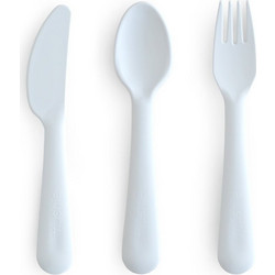Mushie Friends Σετ Βρεφικά Μαχαιροπίρουνα 6m+ Powder Blue 3τμχ