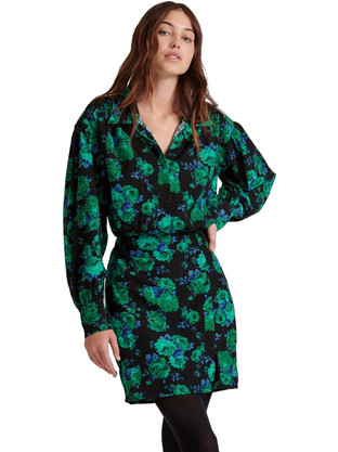 Funky Buddha Mini Βραδινό Φόρεμα Floral Μαύρο FBL010-128-13
