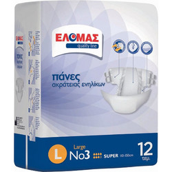 ΕΛΟΜΑΣ Large Νο3 Πάνες Ακράτειας 7 Σταγόνες 12τμχ
