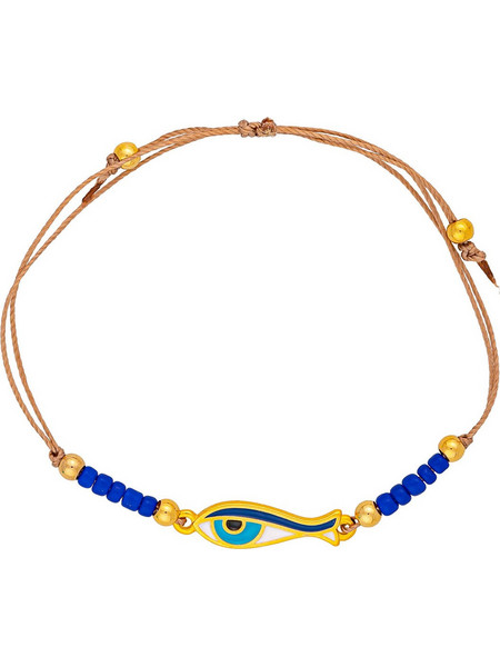 Excite-Fashion Γυναικείο Βραχιόλι Μακραμέ με Ματάκι από Ατσάλι & Κορδόνι Επιχρυσωμένο με Χάντρες B-1785-07