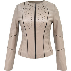Leather 100 Γυναικείο Μπουφάν Δερμάτινο Κοντό Εκρού 07-W-1206-DROP