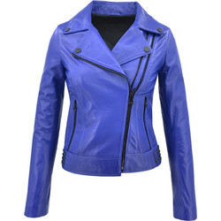 Leather 100 Γυναικείο Μπουφάν Δερμάτινο Κοντό Royal Blue 07-W-B-2180