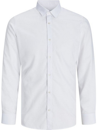 Jack & Jones Ανδρικό Πουκάμισο Βαμβακερό Μακρυμάνικο Κανονική Γραμμή Λευκό 12260426
