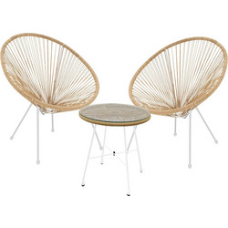 Pakoworld Acapulco Σετ Σαλόνι Κήπου Rattan 3τμχ Μπεζ 152-000066