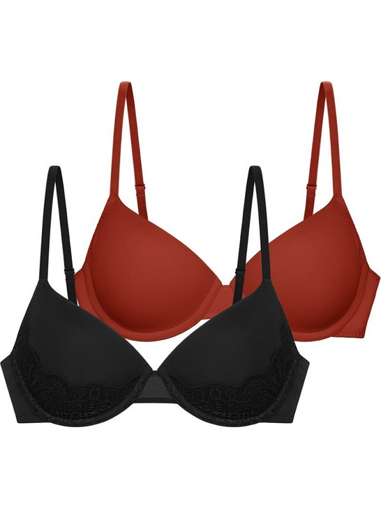 Dorina Σουτιέν Push Up με Μπανέλα Μαύρο Μπορντό FXTT0001LA087-2X0402