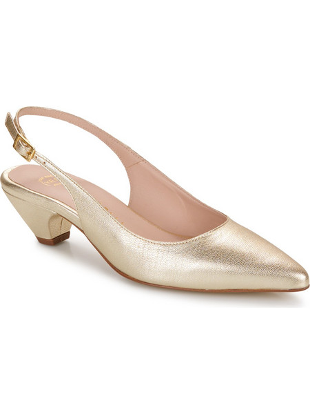 Fericelli LORA Γόβες Slingback Δερμάτινες με Χοντρό Χαμηλό Τακούνι Ροζ Χρυσές 23400