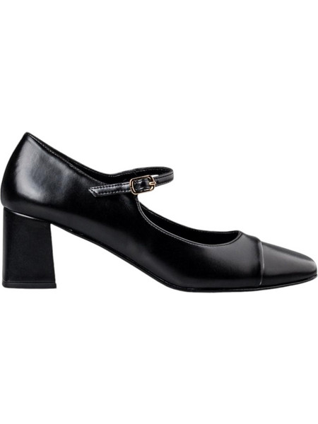 Envie Shoes Γόβες Δερμάτινες με Χοντρό Ψηλό Τακούνι & Μπαρέτα Μαύρες E02-20834-34