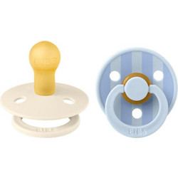 BIBS Studio Colour Πιπίλες Καουτσούκ 0m+ Block Baby Blue Dusty Blue Mix 2τμχ