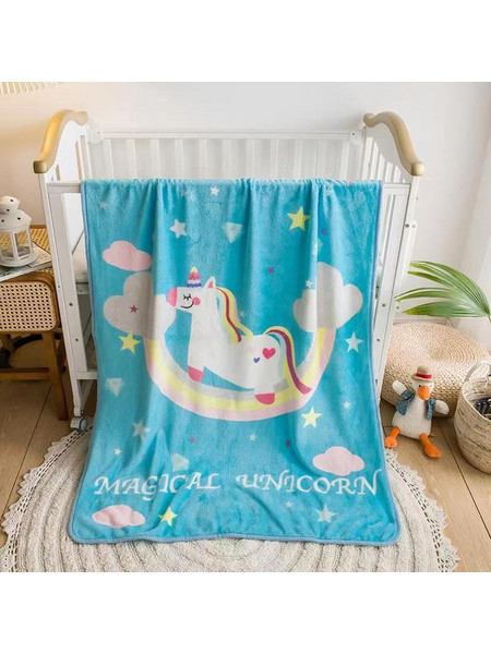 Cosy Life Unicorn Κουβέρτα Κούνιας Βελουτέ 100x140 Γαλάζια