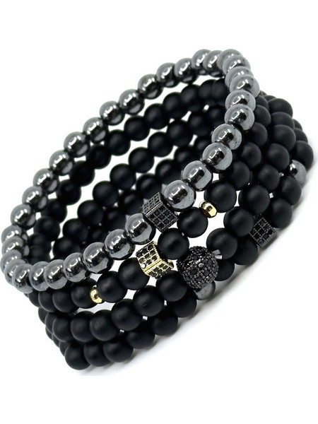 Legend Accessories Σετ Ανδρικά Βραχιόλια από Ατσάλι με Χάντρες LGD-BR-2029 4τμχ