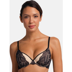 Dorina Σουτιέν Balconette Push Up με Μπανέλα Μαύρο Εκρού FXTT0054LA157-BK0004