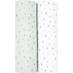 KikkaBoo Dots Πάνες Αγκαλιάς από Μουσελίνα Λευκές Πράσινο Mint 80x80cm 2τμχ