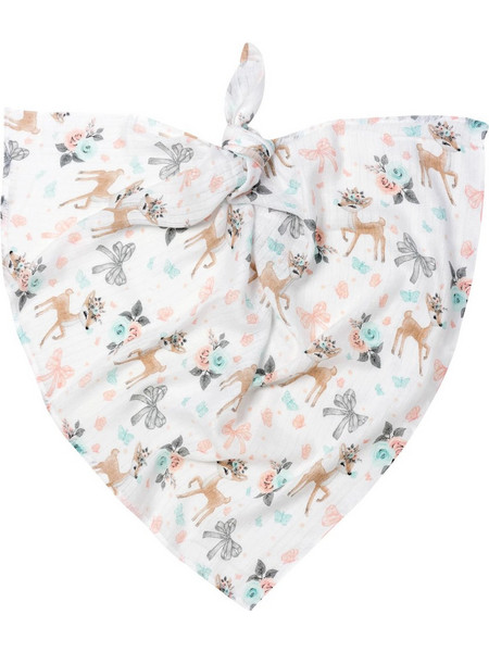 Jukki Sweet Bambi Πάνα Αγκαλιάς από Μουσελίνα Λευκή 80x70cm