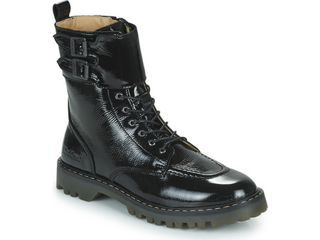 Kickers Deckranger Γυναικεία Αρβυλάκια Λουστρίνι Μαύρα με Χοντρό Χαμηλό Τακούνι 878060-50-81
