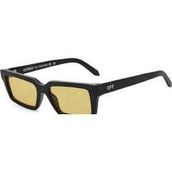 Off White OERI13A 1018 Ανδρικά Γυαλιά Ηλίου Ορθογώνια Κοκάλινα Μαύρα με Πορτοκαλί Φακό