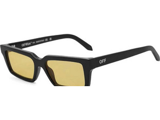 Off White OERI13A 1018 Ανδρικά Γυαλιά Ηλίου Ορθογώνια Κοκάλινα Μαύρα με Πορτοκαλί Φακό