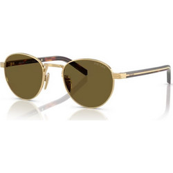 Prada PRB52S 5AK09Z Γυαλιά Ηλίου Στρογγυλά Μεταλλικά Μαύρα με Καφέ Φακό