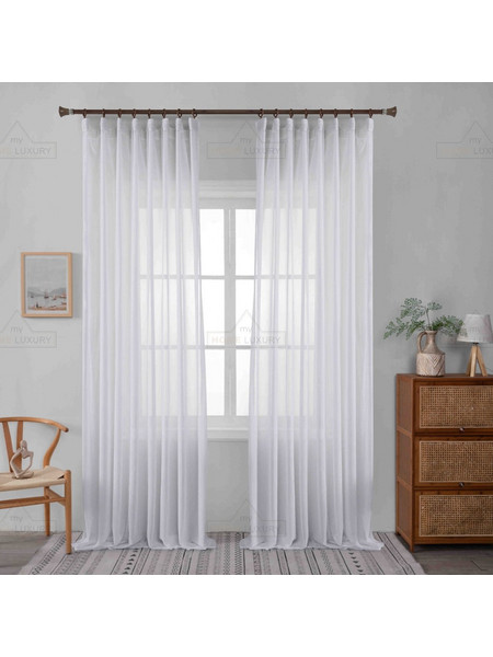 My Home Luxury Κουρτίνα Παραθύρου Βουάλ με Τρέσα 280x270 6030-1 Λευκή