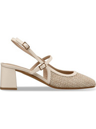 Envie Shoes Γόβες Slingback Δερμάτινες με Χοντρό Ψηλό Τακούνι Εκρού E02-21753-199