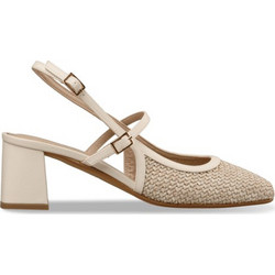 Envie Shoes Γόβες Slingback Δερμάτινες με Χοντρό Ψηλό Τακούνι Εκρού E02-21753-199