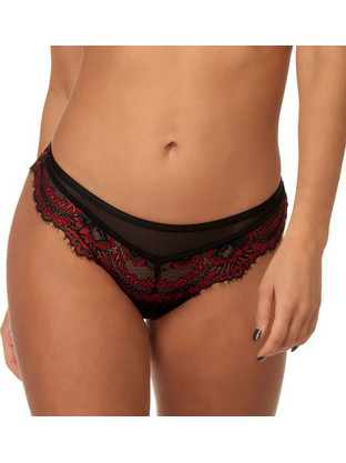 After Eden Nulan Γυναικείο Sexy String με Δαντέλα Μαύρο Κόκκινο 10.35.6162