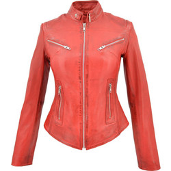 Leather 100 Γυναικείο Μπουφάν Δερματίνη Κοντό Κόκκινο 28-W-SR-01