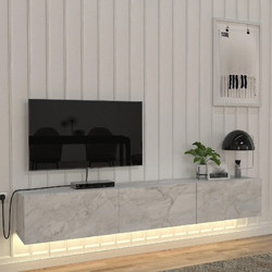 Megapap Έπιπλο Τηλεόρασης Ξύλινο Άσπρο με Φωτισμό Led Μ180xΠ29.5xΥ29.5cm Damla GP042-0169,7