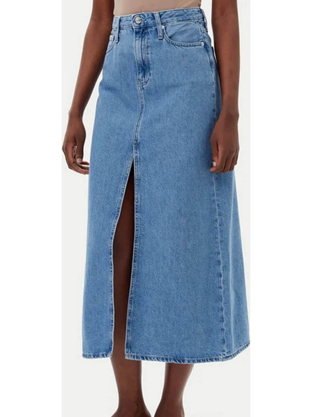 Calvin Klein Μίντι Φούστα Τζιν Ψηλόμεση A-Γραμμή Μπλε J20J225192-1AA