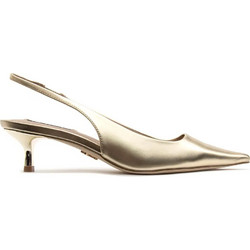 Steve Madden Γόβες Slingback Δερμάτινες με Λεπτό Χαμηλό Τακούνι Χρυσές SM11003377-02002-565