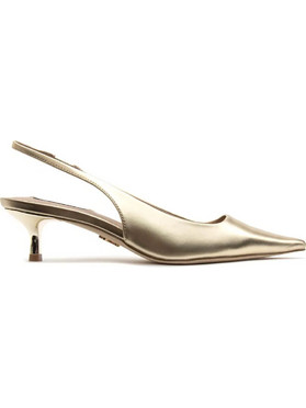 Steve Madden Γόβες Slingback Δερμάτινες με Λεπτό Χαμηλό Τακούνι Χρυσές SM11003377-02002-565