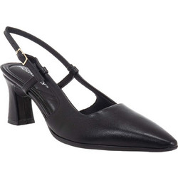 Piccadilly Ανατομικές Γόβες Slingback Δερμάτινες με Χοντρό Ψηλό Τακούνι Μαύρες 764005-19