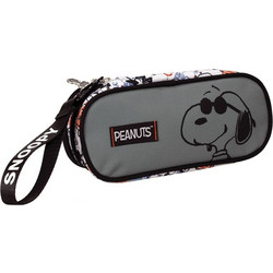 Back Me UP Peanuts Freehand Κασετίνα Βαρελάκι με 2 Θήκες Γκρι 365-09141