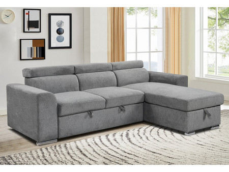 InsideHome Elmira Γωνιακός Καναπές Κρεβάτι Αναστρέψιμη Γωνία με Αποθηκευτικό Χώρο Γκρι 247x174cm 0011.HS09LG