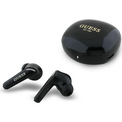 Guess Flat Classic Logo Black Ακουστικά Bluetooth Earbud Ανθεκτικά στο Νερό