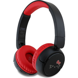 Hello Kitty Face Logo Ασύρματα Bluetooth Ακουστικά On Ear Μαύρα Κόκκινα