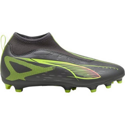 Puma Ultra 5 Match+ LL FG/AG 108163-03 Παιδικά Ποδοσφαιρικά Παπούτσια με Τάπες και Καλτσάκι Μαύρα Lime