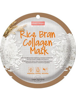 Purederm Rice Bran Collagen Sheet Μάσκα Προσώπου για Ενυδάτωση & Καταπράυνση με Κολλαγόνο 18gr