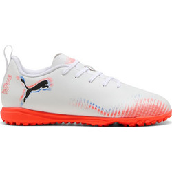 Puma Future 8 Play TT 108626-01 Παιδικά Ποδοσφαιρικά Παπούτσια με Σχάρα Λευκά Πορτοκαλί