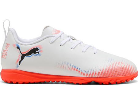 Puma Future 8 Play TT 108626-01 Παιδικά Ποδοσφαιρικά Παπούτσια με Σχάρα Λευκά Πορτοκαλί