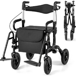 Costway Πτυσσόμενος Ελαφρύς Rollator Μαύρο JH10028BK