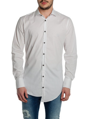 Stefan Ανδρικό Πουκάμισο Βαμβακερό Μακρυμάνικο Slim Fit Λευκό 9033-SS19