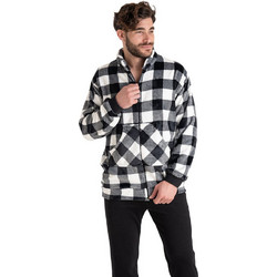 Rachel Χειμωνιάτικες Ανδρικές Πιτζάμες Fleece Καρό Μαύρες Λευκές 13387