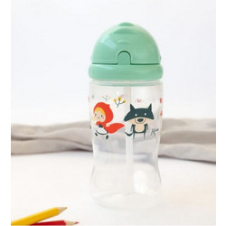 Kiokids Little Red Riding Hood Παιδικό Παγούρι Πλαστικό με Καλαμάκι Πράσινο 350ml